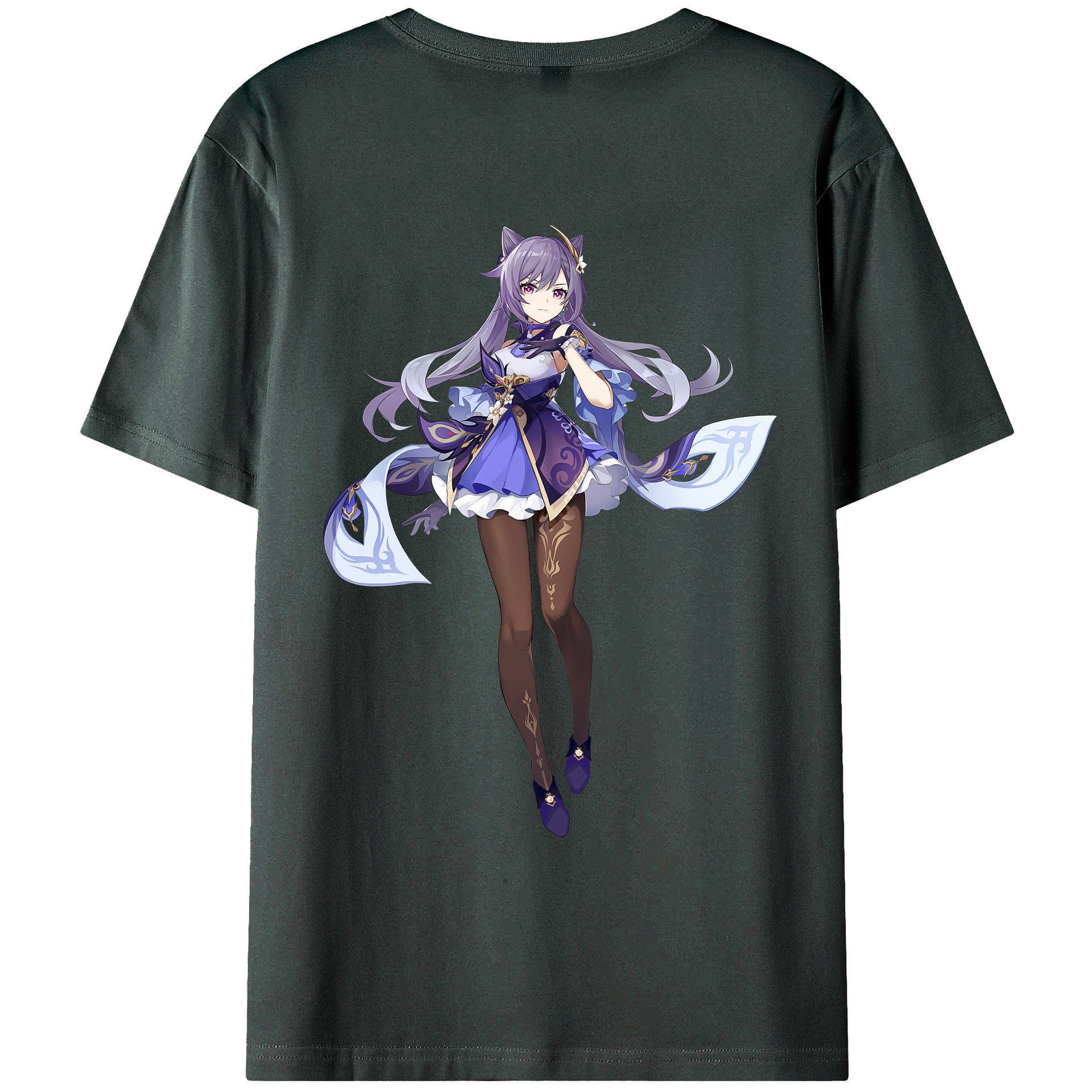 げんし神 刻晴 こくせい genshin Kokusei 綿100％ メンズ半袖Tシャツ（バックプリント） 通気性